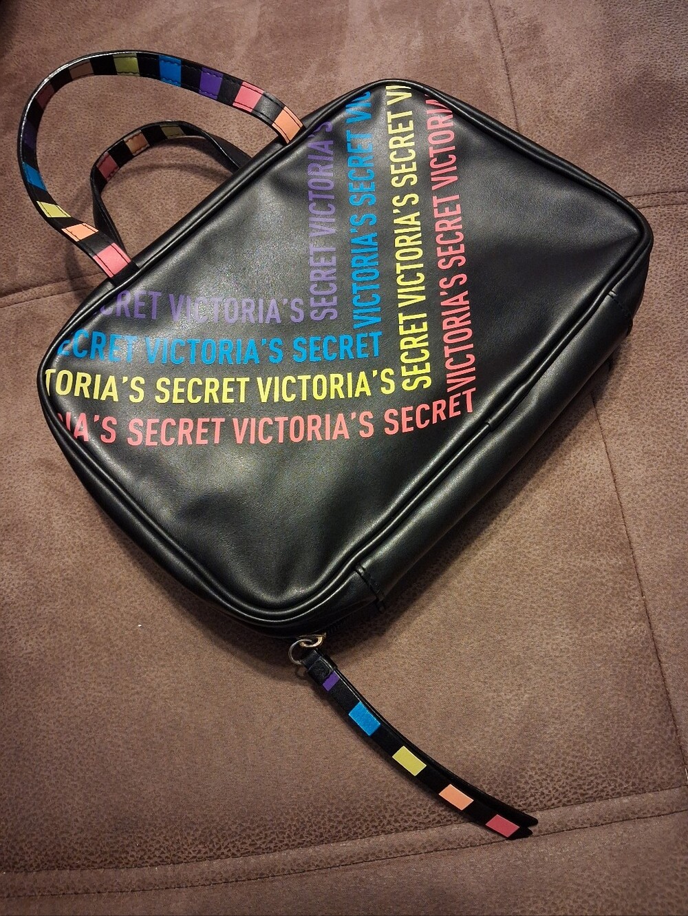 Victoria's Secret Black Rainbow-Logo Travel Tote